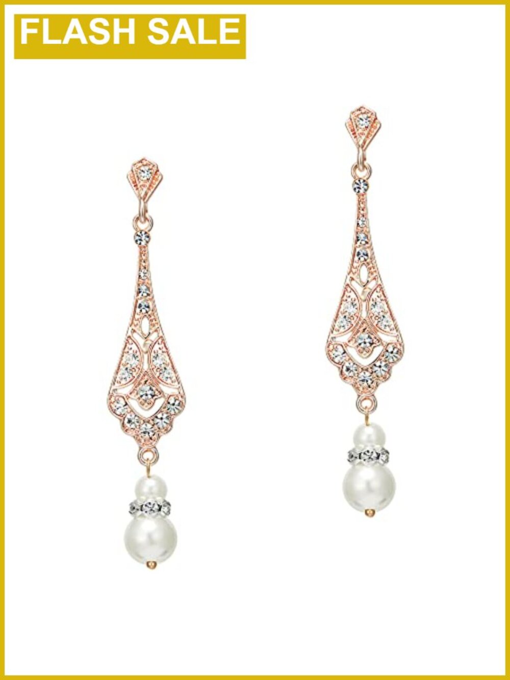 Crystal Drop Dangle Earrings French Wire 1920s Art Deco Style